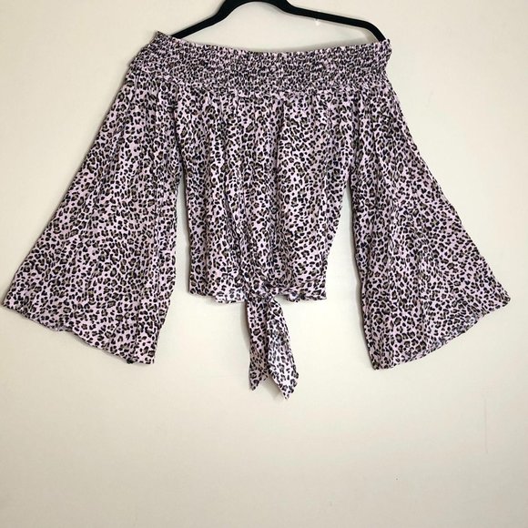 Free People FP Movement Leopard Off-Shoulder Top - Picture 6 of 15